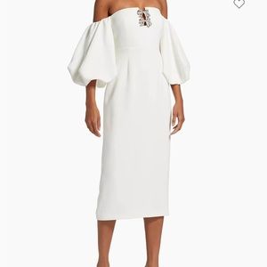 Self portrait WHITE CREPE BOW MIDI size 12 nwt